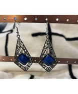 Blue dangle earrings stone, Earrings with blue stone, Blue stone earring... - £25.23 GBP