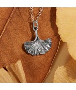 Sterling Silver Ginkgo Leaf Charm Necklace - $37.14