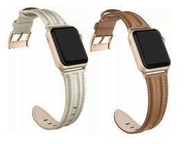 2Pack Leather Band Compatible with Apple Watch 38mm 40mm Genuine Leather  - £8.55 GBP