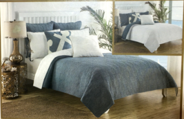 Nina Home Resort Living Twin 3 PC Bed Set (Quilt-Pillow-Sham) Blue Coastal - £46.69 GBP