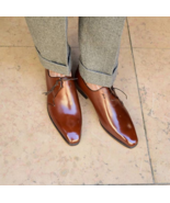 Men&#39;s Brown Oxford Derby Lace Up Magnificent Formal Dress Handmade Leath... - $205.14 CAD+