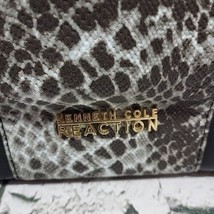 Kenneth Cole Reaction Purse Black Snake Skin Print Panel Tote Shoulder Bag  - £11.72 GBP