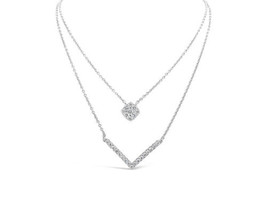 Dimaya 18K White Gold 0.39ct TDW Two-Strand White Diamond Necklace - £873.07 GBP