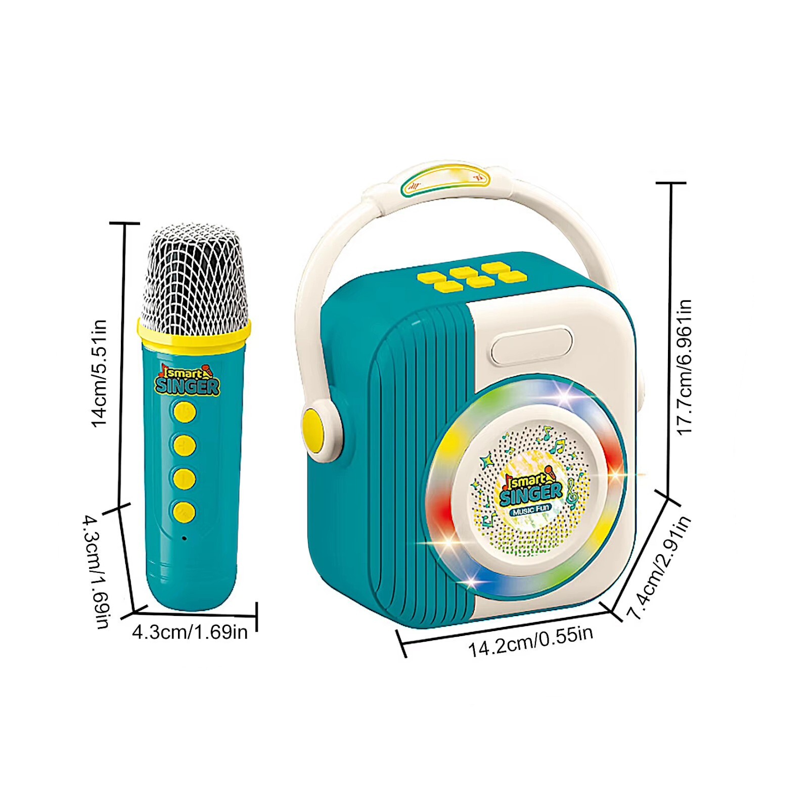 Smart Singer Karaoke Machine 2 Microphones Wireless BT Speaker Home Party Set Item image 7