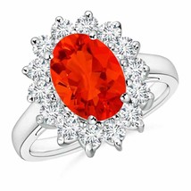 ANGARA Princess Diana Inspired Fire Opal Ring in Sterling Silver (10x8mm) - £925.40 GBP+