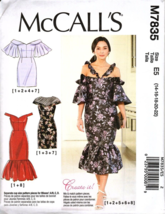 McCall's M7835 Misses 14 to 22 Off the Shoulder Dress Uncut Sewing Pattern New - £13.12 GBP