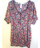 Beautiful New Chica Faded Glory Floral Blouse Tie Front Short Sleeve Ela... - $19.99