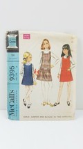 Mc Call's Pattern 9395 Dated 1968 Size 7 Girls' Jumper & Blouse 2 Versions Cut - $7.87