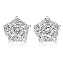 Sunburst Coupe Ronde 0.97 Carats Boucles Oreilles Diamant Serti 14k or Blanc - £1,039.32 GBP