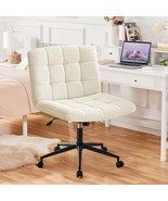 Ivory Sherpa Armless Office Chair with Lumbar Support &amp; Wheels - $209.85 CAD