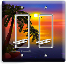 Romantic Sunset Tropical Island Palms 2 Gfci Light Switch Wall Plates Room Decor - £9.65 GBP
