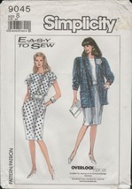 Simplicity 9045 Belted Dress and Jacket Pattern 1980s Misses Choose Size... - $12.99