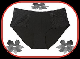 S   Dark NOIR Black w Daisy Lace NO SHOW Smooth Victorias Secret Hiphugger Panty - £8.77 GBP