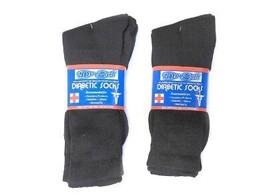 Dr Sol (6) Pair Mens Diabetic Crew Socks  Size 10-13 Black Cotton Blend  - £10.27 GBP