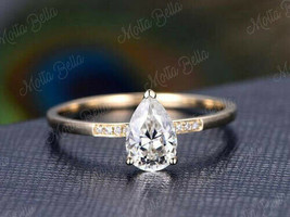 1Ct Pear Cut VVS1 Diamond Solitaire Engagement Ring In 14k Yellow Gold Finish - £65.52 GBP