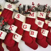 Knitted Christmas Socks – Snowflake Letter Stocking Home Decoration - $9.89+