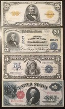 Reproduction US Currency Set #2 Grant Indian Chief Wash. 1899-1922 $1 $5 $20 $50 - £9.61 GBP