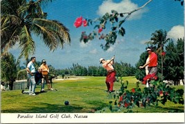 Nassau Bahamas Paradise Island Golf Club Red Flowers Palm Trees Vintage Postcard - £7.51 GBP