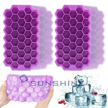 Ice Cube Tray, Set Of 2 Honeycomb Shape Silicone Ice Cube Mold With Lid ... - $25.99