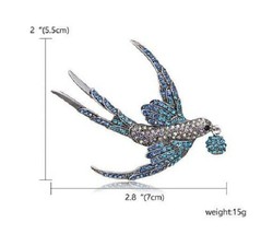 Stunning Diamonte Silver Plated Vintage Look Flying Bird Christmas Brooch Pin B6 - £13.08 GBP