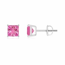 Authenticity Guarantee 
ANGARA Classic Basket-Set Square Pink Sapphire Stud E... - £1,594.63 GBP