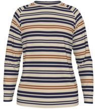 Navy and cream striped men&#39;s long sleeve T-shirt - £31.50 GBP