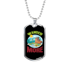 Camper Necklace Wander More Pink Necklace Stainless Steel or 18k Gold Dog Tag 2 - £38.52 GBP+