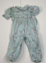 Coming Thing Vintage 18M baby green floral jumpsuit One Piece O8 - $12.75