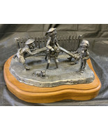 Michael Ricker Pewter Turn Of The Century Grouping On Walnut Base - £61.34 GBP