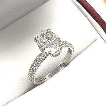 GIA Certified 2.63 Ct Oval Diamond Engagement Ring 18k White Gold - £8,704.19 GBP