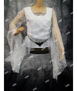 White Witch Top Bat Accent Lace Bell Sleeves Shirt Pirate Medieval Victo... - €15,99 EUR