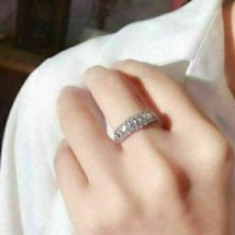 14K Placcato Oro Bianco 2Ct Baguette Diamanti Finti Matrimonio Fascia Ring - £65.56 GBP
