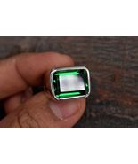 925 Sterling Silver Lab creted   7.25 Ct Emerald Handmade Mens Ring - $102.16