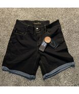 Copperflash 9” Mid Rise Bermuda Denim Shorts Curvy Fit 16W New Black Wom... - $273.10 MXN