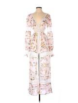 NWT For Love &amp; Lemons Rosa Marie Maxi in Blush Floral Sheer Silk Slit Dress XS - £142.79 GBP