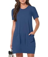 Sigrid Olsen Sz L Navy Mini Dress Sundress Loose Athletic Stretch Front ... - $355.69 MXN