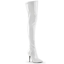 PLEASER Sexy 5&quot; Stiletto Heel Shiny White Thigh High Stripper Boots SED3000/W - £67.09 GBP