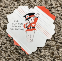 Vintage Valentines Day Card Folded Girl Policeman I&#39;ll Cop You - £3.91 GBP