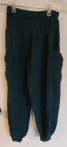 Womens S Harem Garden Vibrant Emerald Green High Elastic Waist Pants - £14.77 GBP