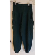 Womens S Harem Garden Vibrant Emerald Green High Elastic Waist Pants - £14.80 GBP