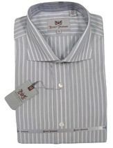NEW $145 Hickey Freeman Dress Shirt! 16.5 35  *White with Gray Stripes*D... - $69.99