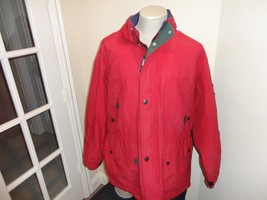 Vintage Tommy Hilfiger Heavy Maroon Fleece Lined Zipper Snap Jacket Adult L RARE - £93.44 GBP
