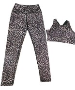 Animal Print, Crop Top &amp; Sports Leggings Yoga crossfit Outfit Medium - $468.94 MXN