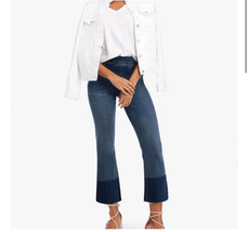 Spanx 20231R Cropped Flare Denim Jeans Medium Wash Dip Dye Hem S - $61.20