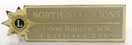 North Star Lions Club Coon River Minnesota Chartered 2008 Lapel Pin Badge - £11.96 GBP