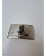 Silver Plate Brass Cowboy Boots Belt Buckle Etched Western Ranch Made In... - $309.53 MXN
