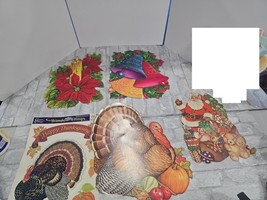 Lot of 6 Die Cut Thanksgiving Christmas Paper Decorations Scrapbook Coll... - $19.99