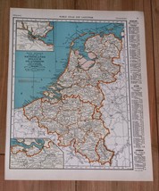 1937 Vintage Map Of Netherlands Holland Belgium / France On Reverse Side - $25.43