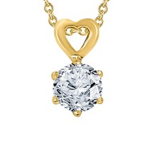 1.5CT Brillante Real Moissanita Colgante Corazón Solitario 14K Oro Amarillo Baño - £82.57 GBP