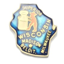 Wisconsin State Pin Gold Tone Enamel Vintage - $9.95